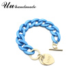 2020 Newest Zinc alloy heart shape charm hand jewelry for women unique Acrylic chain link bracelet